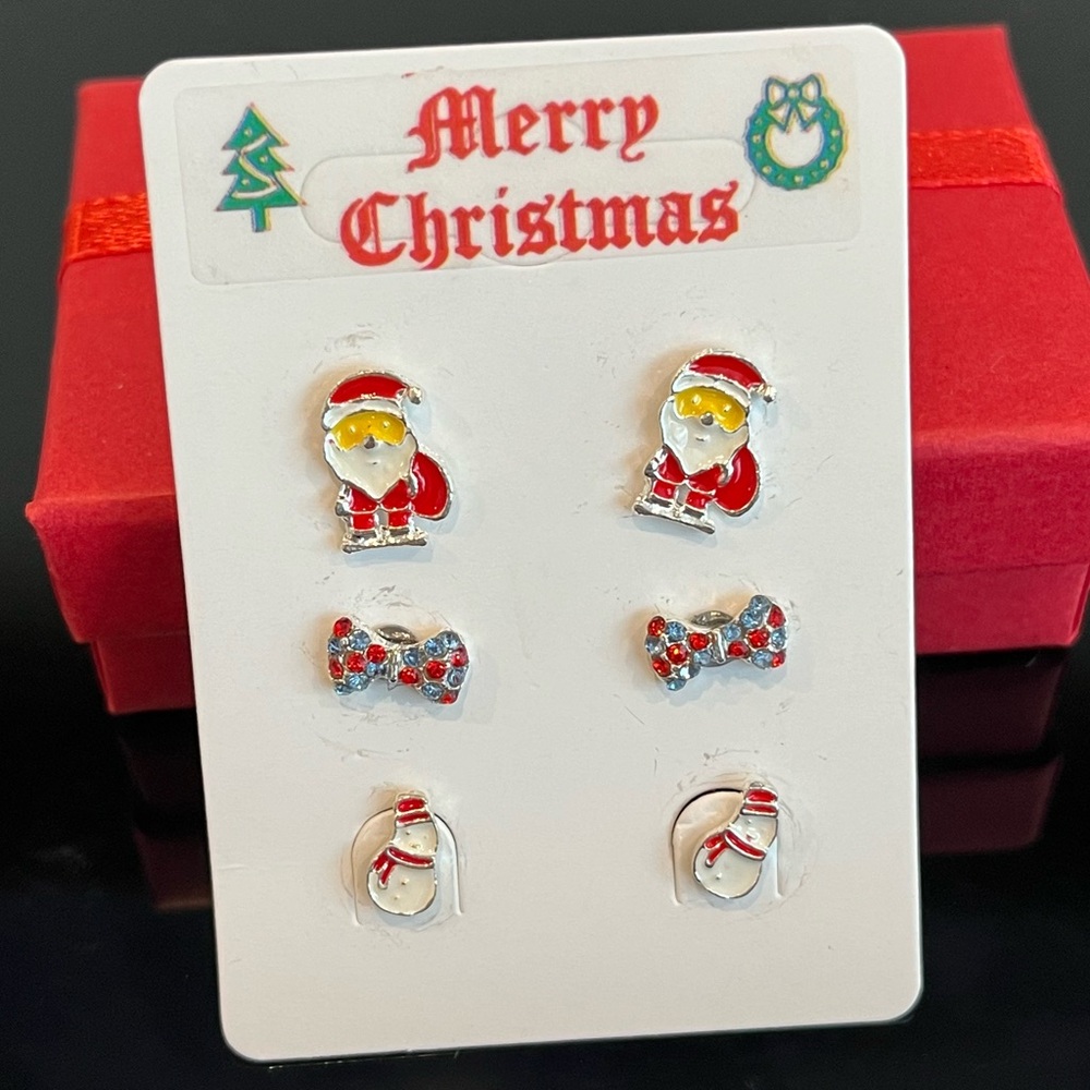 Christmas Earrings - Santa, Bow, Snowman